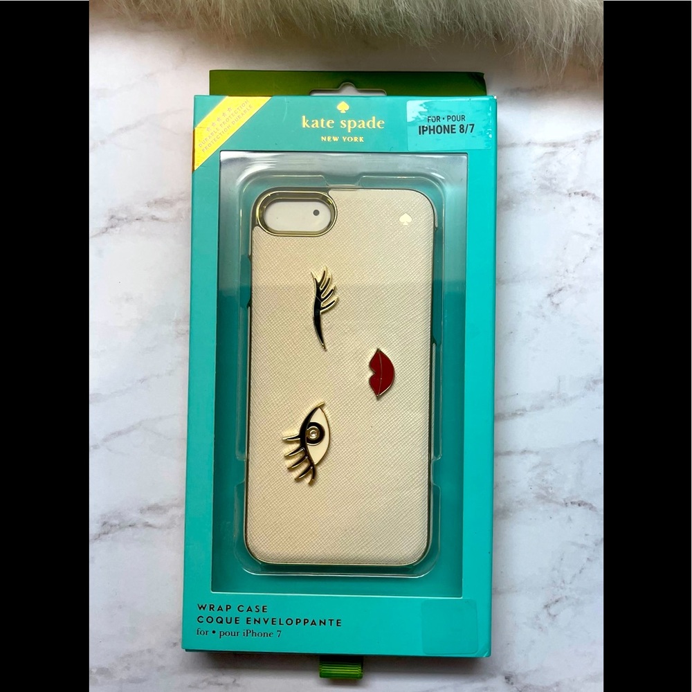 Kate Spade winking girl leather iphone 8 case. NWOT